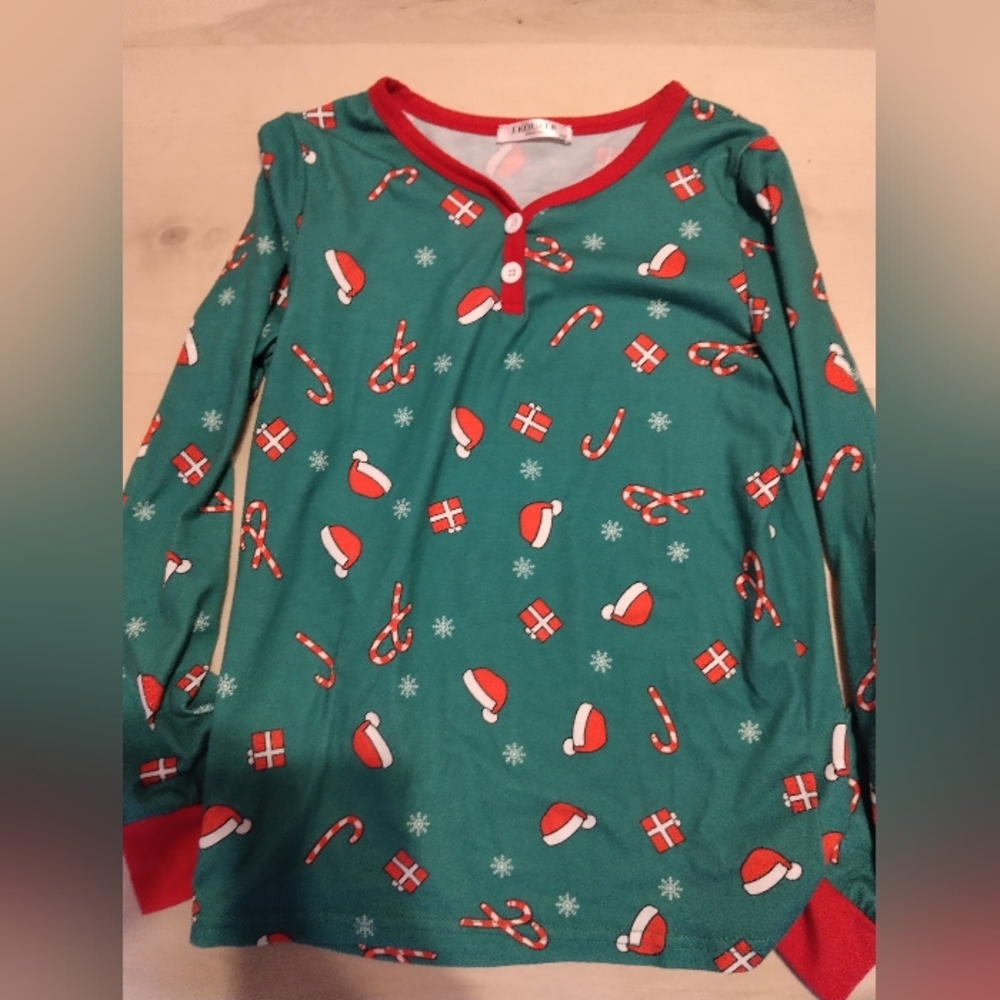Holiday Cheer Kids Pajama Top - Green and Red